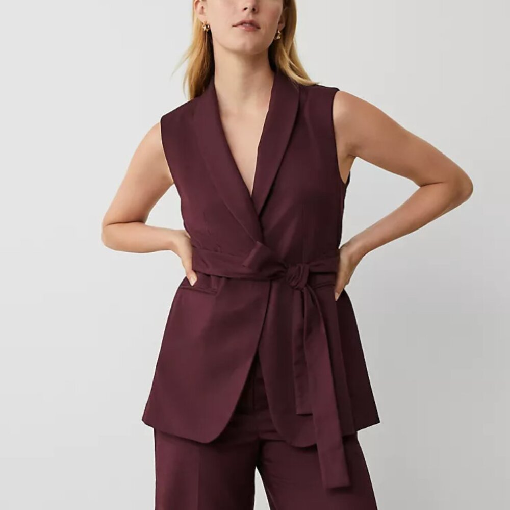 Petite Shawl Collar Belted Vest